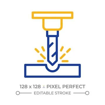 CNC machining two color line icon Stock Illustration