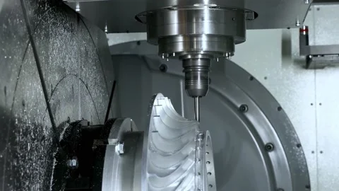 CNC metal processing. Automated metalworking machine. Stock Footage 156713192