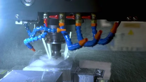 CNC metal processing. Automated metalworking machine. Stock Footage 171487581