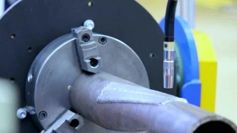 CNC metal processing. Automated metalworking machine. Stock Footage 197778965