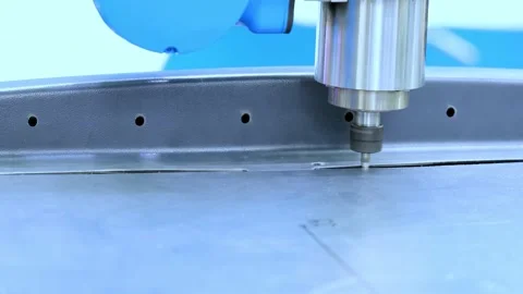 CNC metal processing. Automated metalworking machine. Stock Footage 197779073