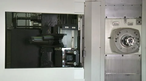 Cnc milling machine, automatic tool change, HD footage, Stock Footage 64776364