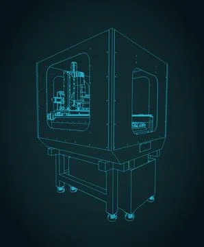 CNC milling machine blueprint Stock Illustration