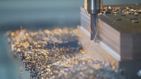 CNC milling machine cutting in a machine shop Stock Footage 108673399