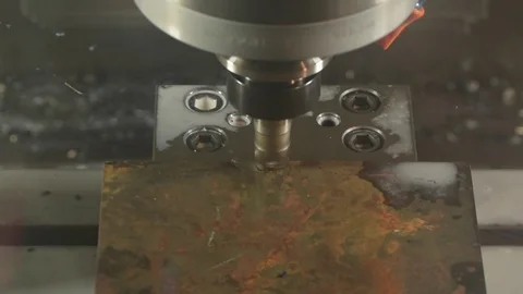 Cnc milling machine, cutting metal to shape Stock Footage 72705265