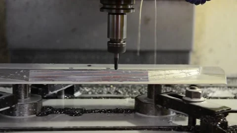 The CNC milling machine cutting thine work piece . Stock Footage 170191038