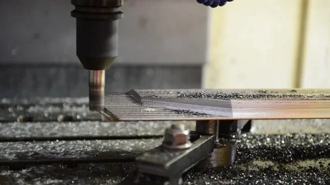 The CNC milling machine cutting thine work piece using the air blow for cooli Stock Footage 170191045