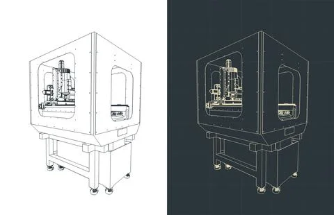 CNC milling machine drawings Stock Illustration