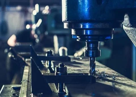 CNC Milling Machine During Operation Stock Photos