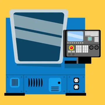 CNC milling machine. Flat illustration. Stock Illustration