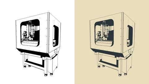 CNC milling machine illustrations Stock Illustration