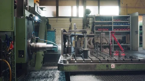 CNC milling machine in metal working factory Stock Footage 113607659