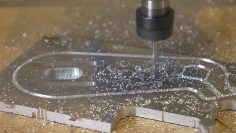 CNC Milling Machine Mill Aluminium Part Stock Footage 114126129