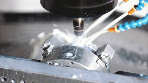 CNC milling machine in operation high-tech machine lathe metal processing 스톡 동영상 105505199