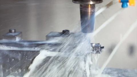 CNC milling machine in operation high-tech machine lathe metal processing Video stock 105505756