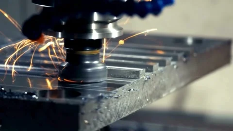 CNC Milling Machine Precision Metal Cutting Process Stock Footage 308633343
