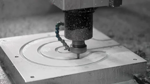 CNC milling machine in process of cutting steel in high-tech machine shop Video stock 167883477