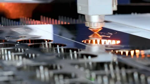 Cnc milling machine. Processing and laser cutting for metal in the industrial Stock Footage 195307591