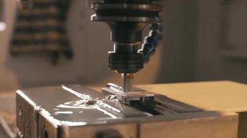 CNC milling machine with water cooling at work Video stock 83654732