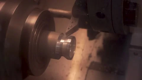CNC milling machine at work. Cutting tool processing steel metal detail on Stock Footage 173502971
