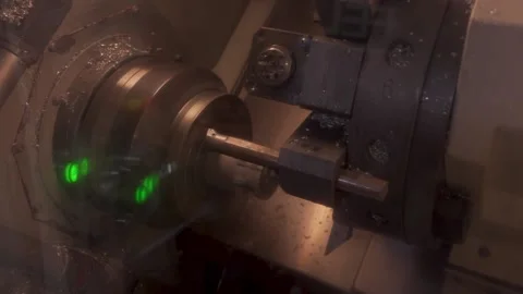 CNC milling machine at work. Cutting tool processing steel metal detail on Stock Footage 173648064