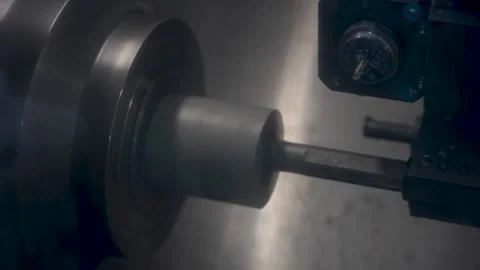CNC milling machine at work. Cutting tool processing steel metal detail on Stock Footage 176492511