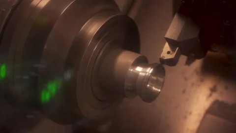CNC milling machine at work. Cutting tool processing steel metal detail on Stock Footage 187164599