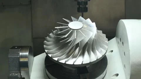 CNC milling machine work. Five axis impeller machining in metalwork industry 動画素材 131397098