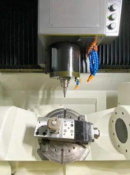 CNC milling machine working show it to customers Stock Photos