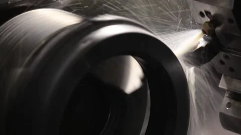 CNC milling process with water flow Stock Footage 62691165