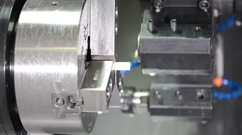 CNC milling turning machine in a modern plant making plastic detail 9001 Stock Footage 49013051