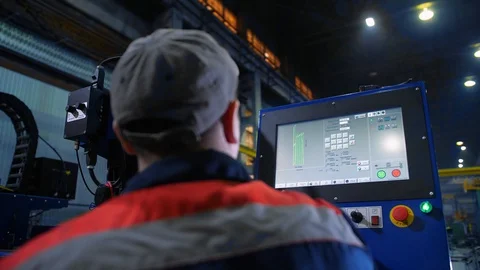CNC operator working place lcd 스톡 동영상 128441914