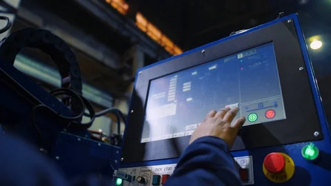 CNC operator working place, lcd screen 库存影片 128441984