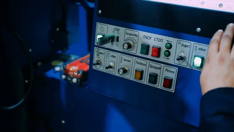 CNC operator working place, lcd screen, 스톡 동영상 128442106