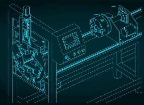 CNC pipe cutting machine Stock Illustration