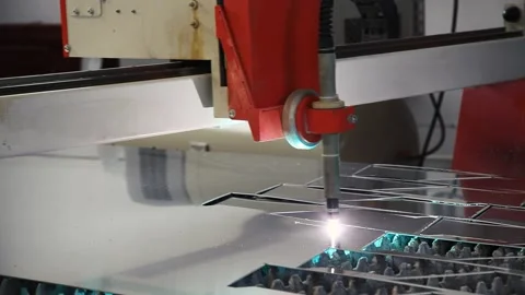 CNC plasma cutting machine cuts aluminum Video stock 168182945