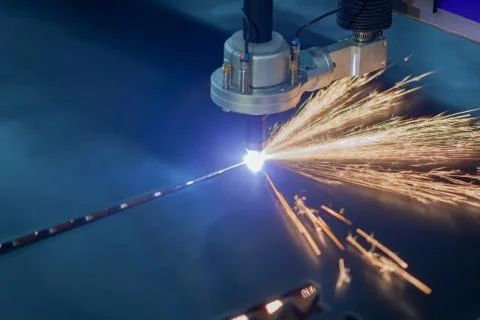 Cnc plasma cutting machine cuts metal Stock Photos
