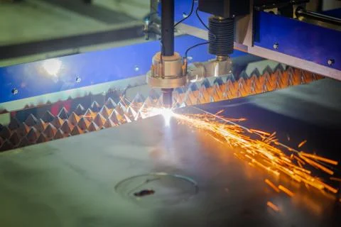 Cnc plasma cutting machine cuts metal Stock Photos