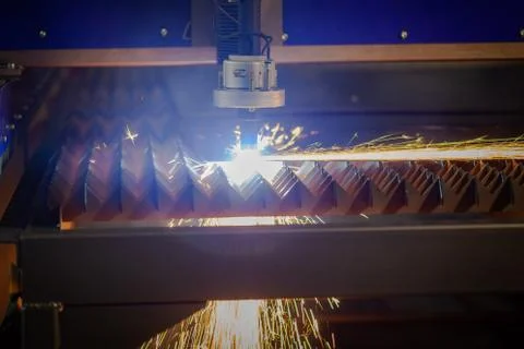 Cnc plasma cutting machine cuts metal Stock Photos