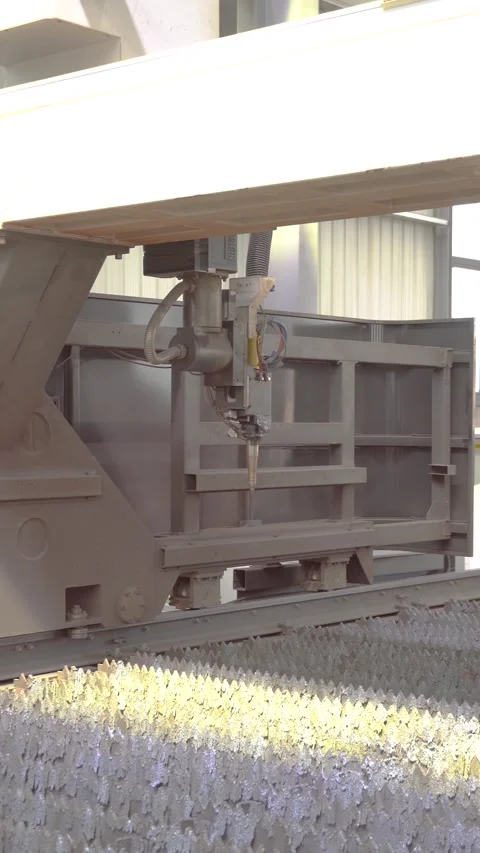 CNC Plasma Cutting Machine Operating in Steel Fabrication Factory Stock Footage 339384223
