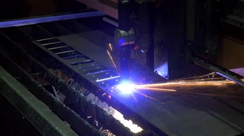 CNC Plasma Cutting at the Metal structures plant. Stock Footage