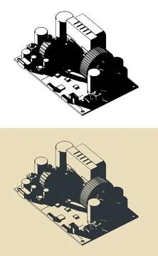 CNC power supply module illustrations Stock Illustration