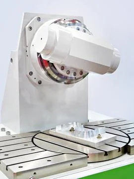 CNC rotary table for precise positioning and workpiece Stock Photos