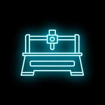 Cnc router machine neon style icon illustration Stock Illustration