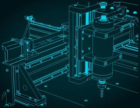 CNC Router sclose up Stock Illustration