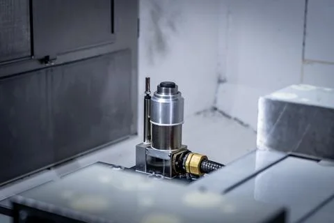 CNC setting tool, measuring tool length on the machine Stock Photos