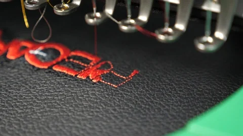 Cnc sewing machine. automatic sewing machine. an automated machine embroidery Video stock 119238317