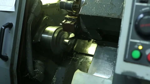 Cnc silver bar cutting lathe. silver ring production. Stock Footage 139600782
