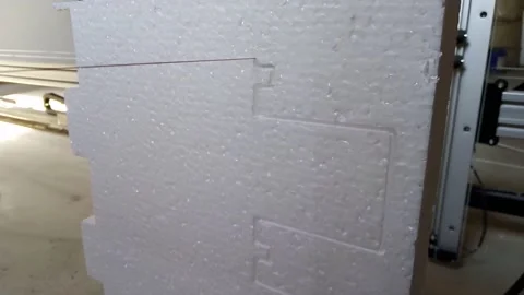 CNC Styrofoam cutting machine. The string cuts the tenon groove Stock-Footage 221570407