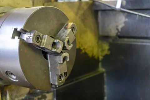 CNC turning machine spindle and lathe machining Stock Photos